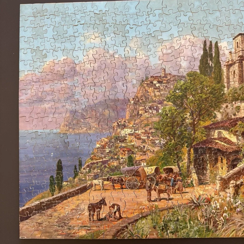 VINTAGE Wood Jigsaw Puzzle J.K. Straus - Blue Shores  over 500 Pieces Complete